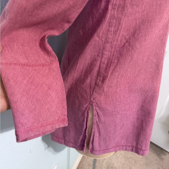 J Jill Women Linen Tunic top Small pink Mandarin collar - Picture 4 of 11